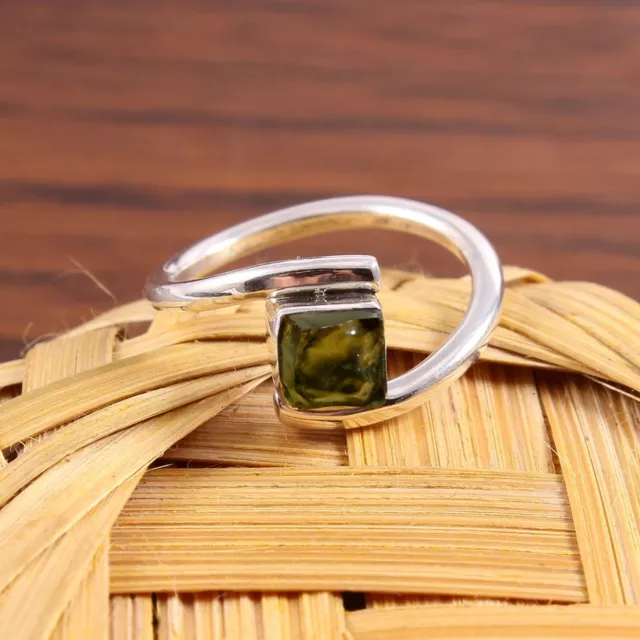 Natural Moldavite Rough Ring Raw Moldavite Ring Moldavite Meteorite Gift For Her