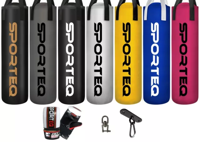 Punch Bag 4ft, 5ft Sporteq Heavy Filled Kick Boxing Set Includes Gloves &Hook