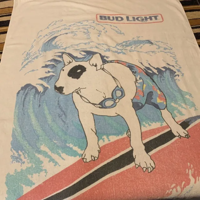 Vintage 1980's Bud Light Spuds MacKenzie Beach Towel Bath Tapestry 57 x 34