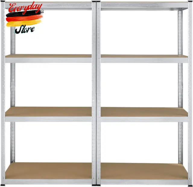 Set da 2 scaffalature portaoggetti Juskys Easy 2 x 160 x 80 x 40 cm (Hxbxt) | 640 kg di carico | 8 pavimenti