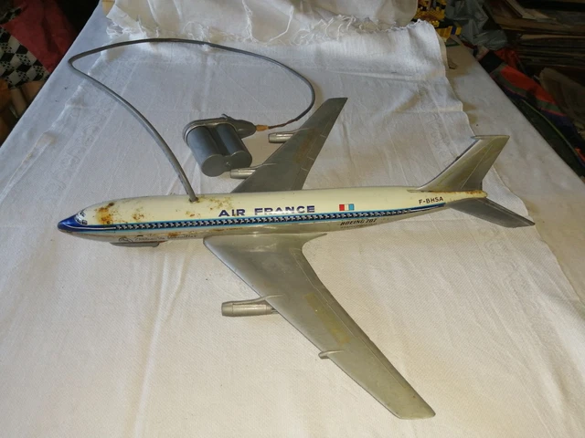 Ancien Jouet Mécanique Avion Boeing 727 - Jouet Mont-Blanc - Tôle - À Compléter