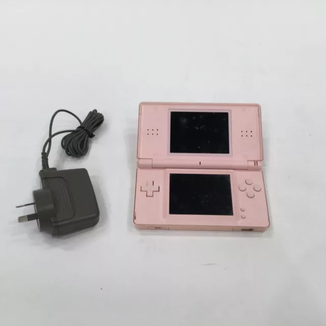 Nintendo DS Lite Handheld Gaming System Video Game Console Pink with Adapter