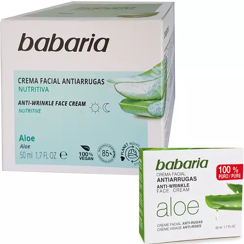 Babaria Aloe Vera Gesichtscreme und Anti-Faltencreme 50ml ** NEUE VERPACKUNG **