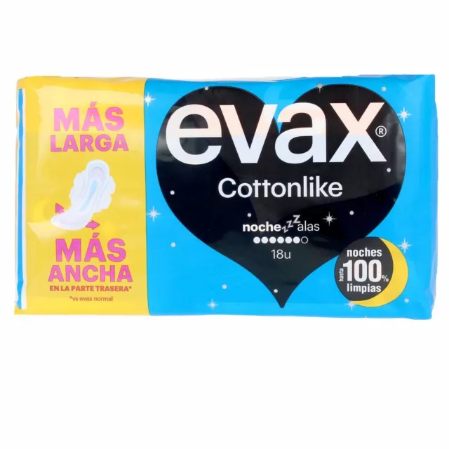 Higiene Evax unisex COTTONLIKE compresas noche alas 18 u