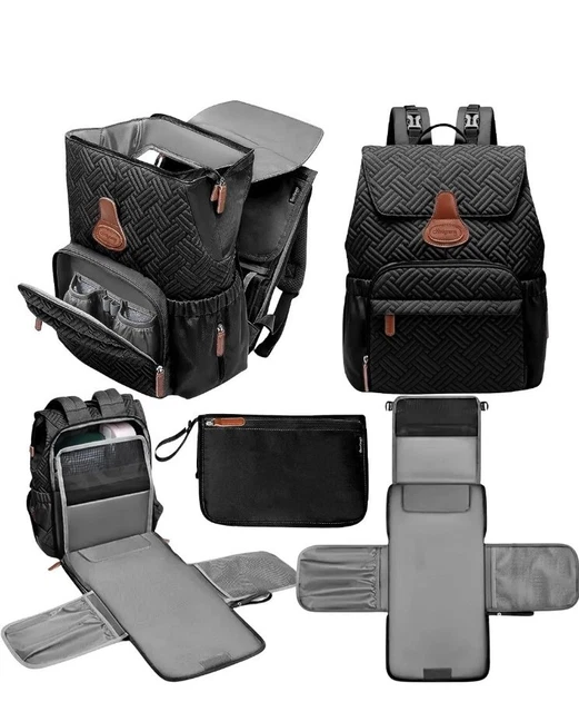 Comfynana Baby Diaper Bag Backpack with Changing Station, Bags Black