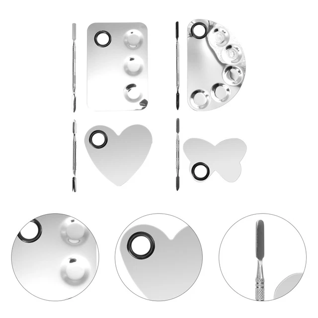 4 Sätze Make-up-Paletten Spatulas Edelstahl Nagelfarbe Mischpaletten