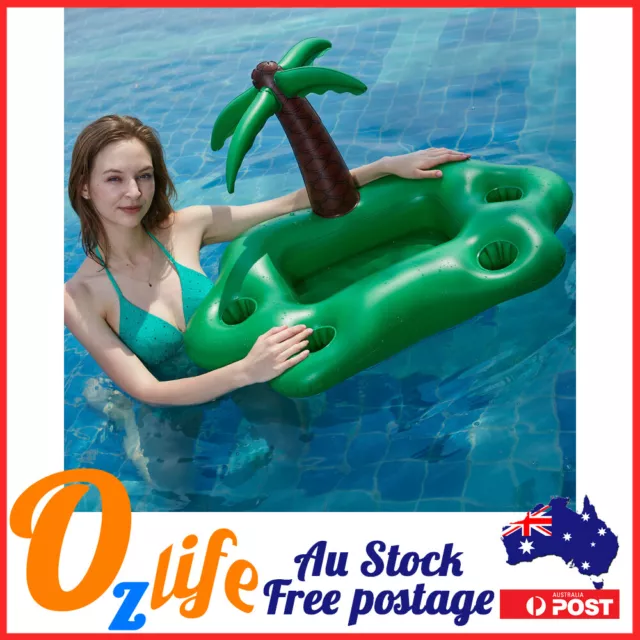 Inflatable Pool Float Beer Drink Cooler Table Bar Tray Party Cup Holder Rainbow