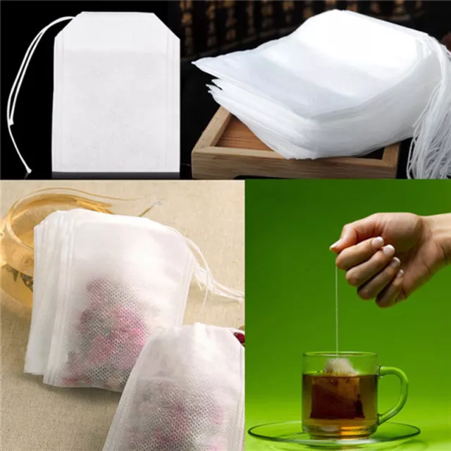 100x Empty Teabags String Heat Seal Filter Paper Herb Loose Tea Bags Teabag^^i 2