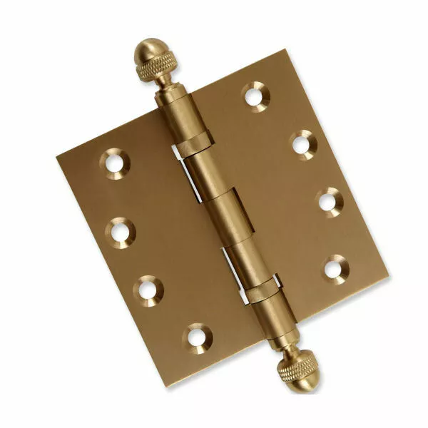 Door Hinge 4 x 4 Solid Brass Ball Bearing Satin Brass With Tips (US4)