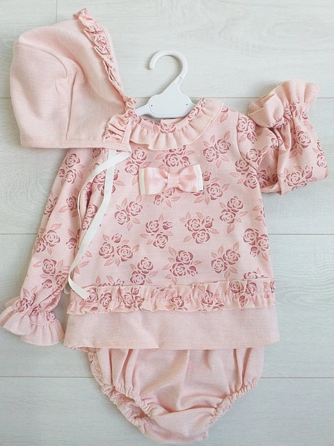Set abiti spagnoli per bambine rom 24 mesi abito rosa floreale crema