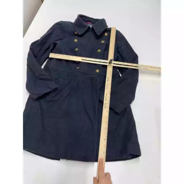 Tommy Hilfiger Coat Womens 6 Blue Double Breasted Collared Jacket Gold Button 3