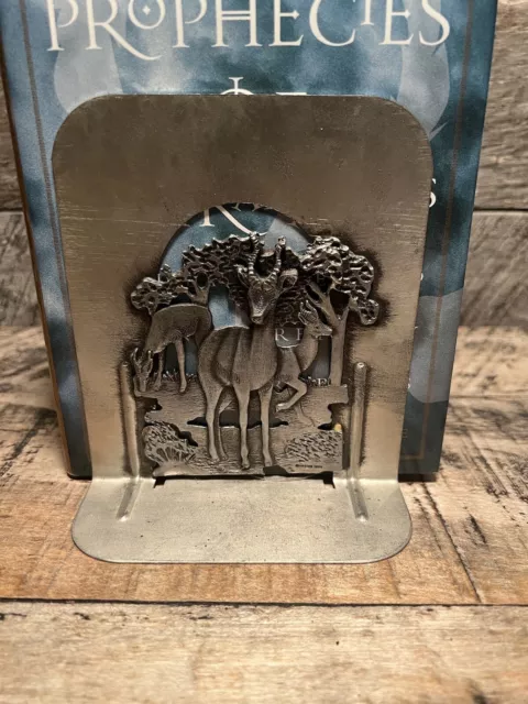 Vintage Metzke 70s Pewter Springboks Bookends Library Style Antelope