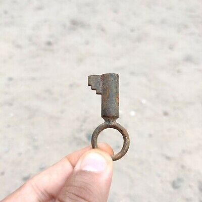 19c Vintage Handmade Iron Padlock Key Lock Original Old Primitive 2" 5