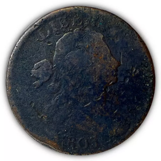 1803 Small Date Small Fraction Draped Bust Large Cent Fine Coin Corrosion #5916