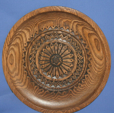 Vintage Hand Carved large Laquer Wood Wall Decor Plate