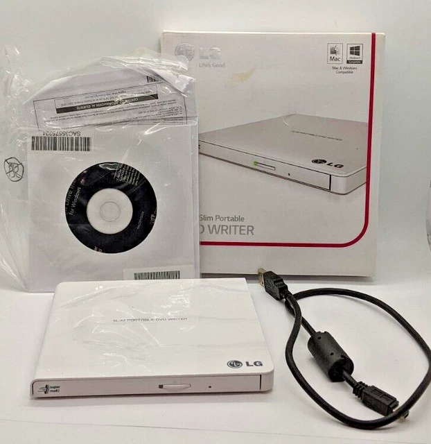 LG ULTRA SLIM Portable DVD Writer GP65NW60 (White) Mac & Windows