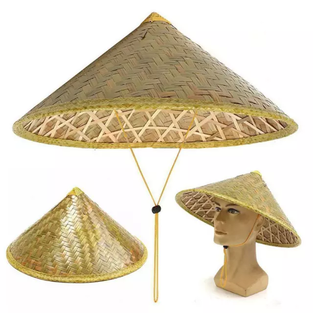 Durable Chinese Oriental Coolie Straw-Bamboo Sun Hat Farmer Rice Hat Fishin TOP