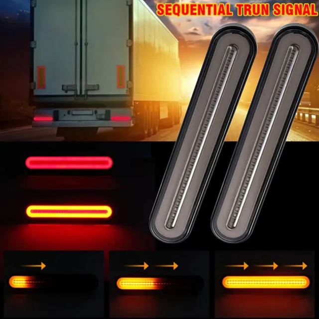 2Pcs Neon Tail Lights Flowing Turn Signal LED Truck Trailer Stop Brake Indicator