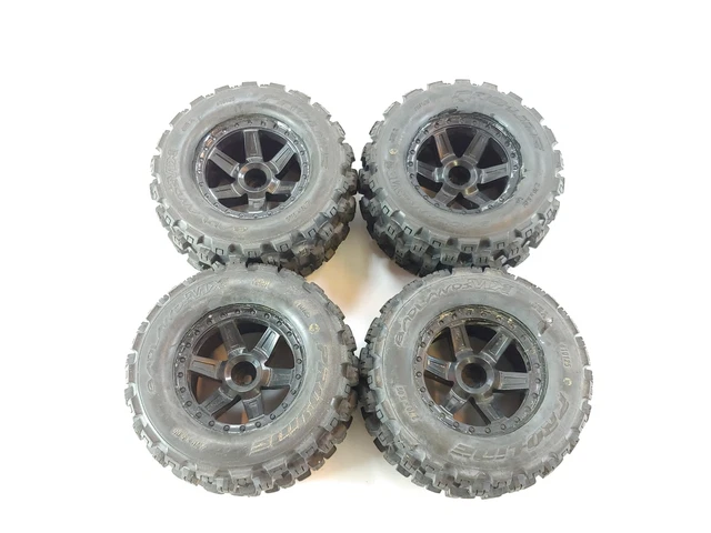 4x Proline Badlands MX 2.8 1/10 Monster Truck Tires on 12mm Hex Wheels Used