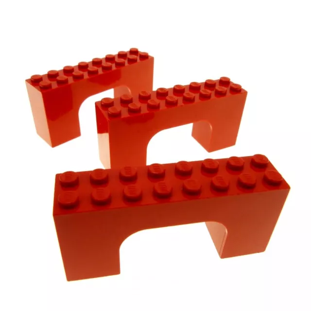 3x Lego Bogenstein 2x8x3 rot rund Bogen Brücke Burg Tor Castle Arch 4743