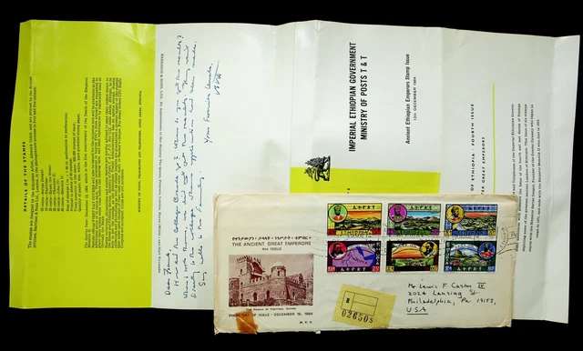 Sephil Äthiopien 1964 Alte Großartig Emperors Ucaa Regd FDC W/6v Zu USA + Inhalt