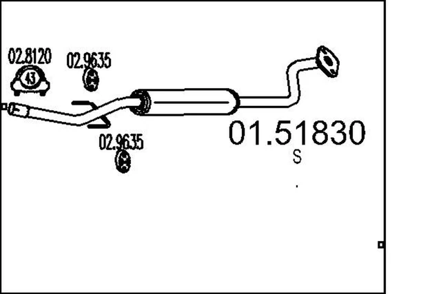 Silenziatore centrale MTS 01.51830 per YARIS TOYOTA SCP10_