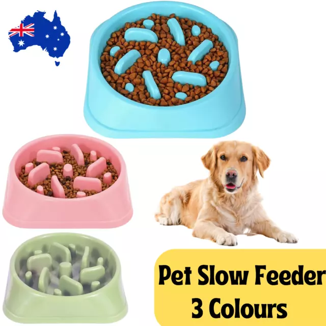 Pet Dog Slow Feeder Bowl Non Slip Interactive Feeding Dish Puzzle Anti Choking