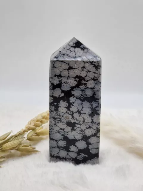 109g Snowflake Obsidian point Carving Natural Healing Crystal Gemstone