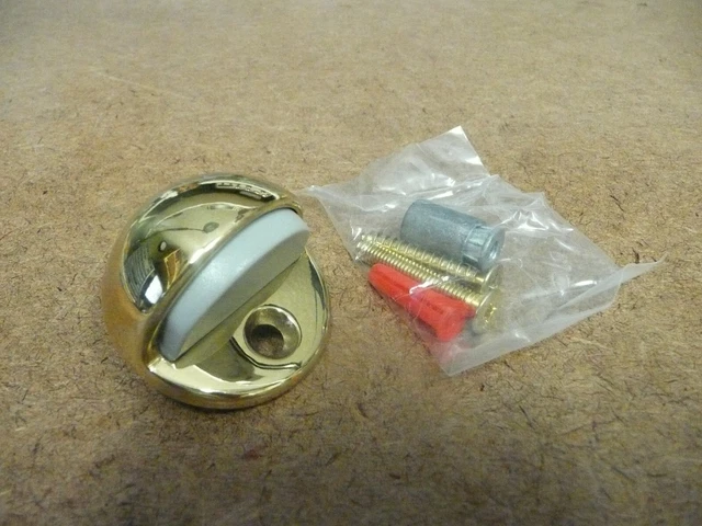 Door Stop, ROCKWOOD 441 - Bright Brass(US3)  Low Dome, Floor Mount  (Box of 10)