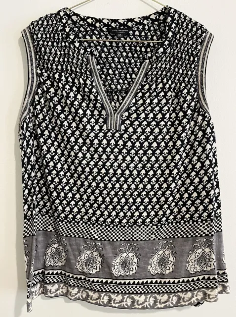 LUCKY BRAND Women’s Print Sleeveless Boho Tank Top Shirt Sz Large