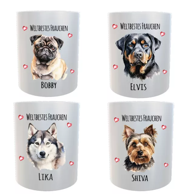 Tasse Hund Personalisiert Weltbestes Frauchen Motiv  Geschenk-Idee Kaffeetasse