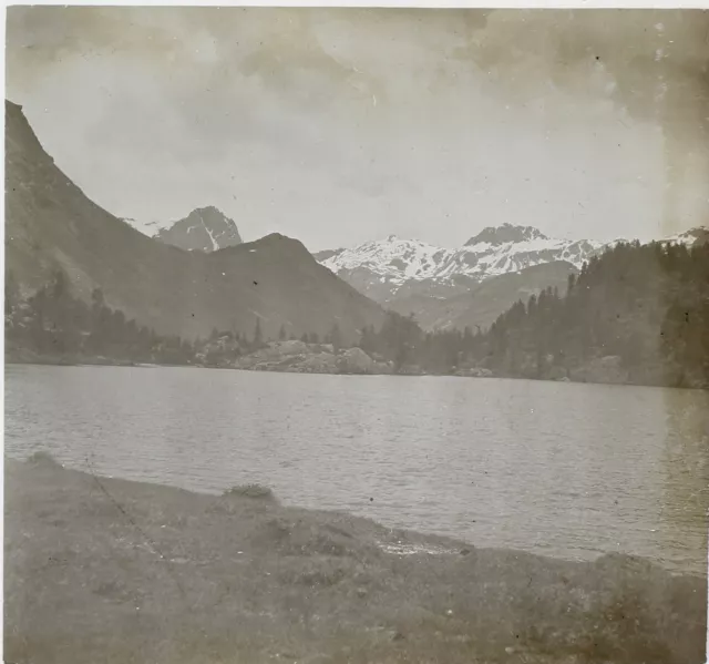 Vue de montagne France ou Suisse Photo Stereo Plaque verre V25L28n7