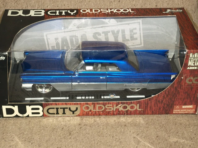 JADA DUB CITY Oldskool 1963 Cadillac Deville Diecast Car 1:18 Blue