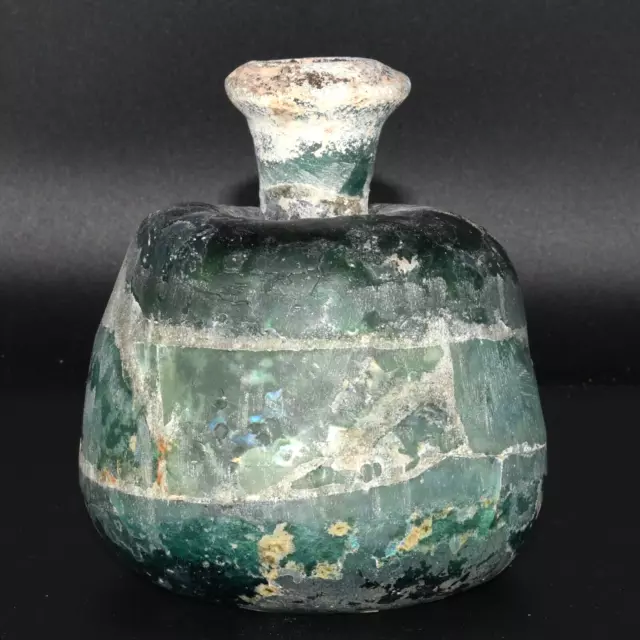 Genuine Large Ancient Roman Glass Bottle Vase Circa 1st - 3rd Century AD