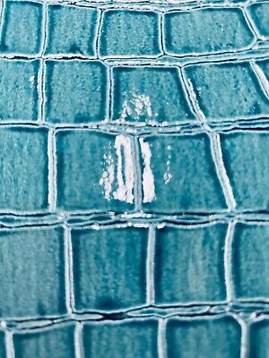 Teal Faux Fake Leather Pleather Embossed Shiny Alligator Fabric By The Yard