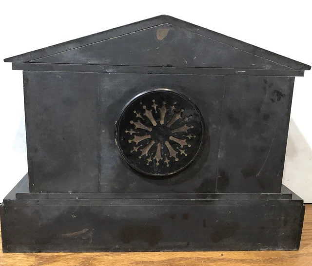 Large French HFF Architectural Greek Revival Marble Six Pillar Mantel Clock 6