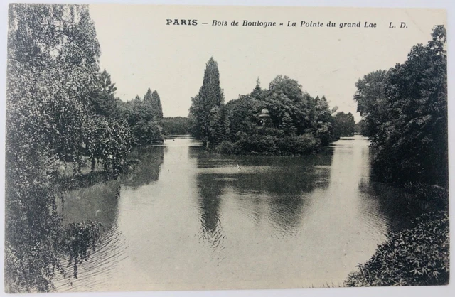 Vintage Paris France Bois de Boulogne La Pointe du Grand Lac Postcard P29
