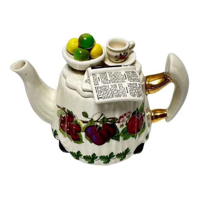 VINTAGE PORTMEIRION PAUL CARDEW Mini POMONA TEA TeaPot w/Green Apples