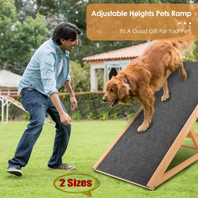 Pet Gear Portable Dog Cat Ramp Stair Adjustable Wooden Folding Non Slip Carpet