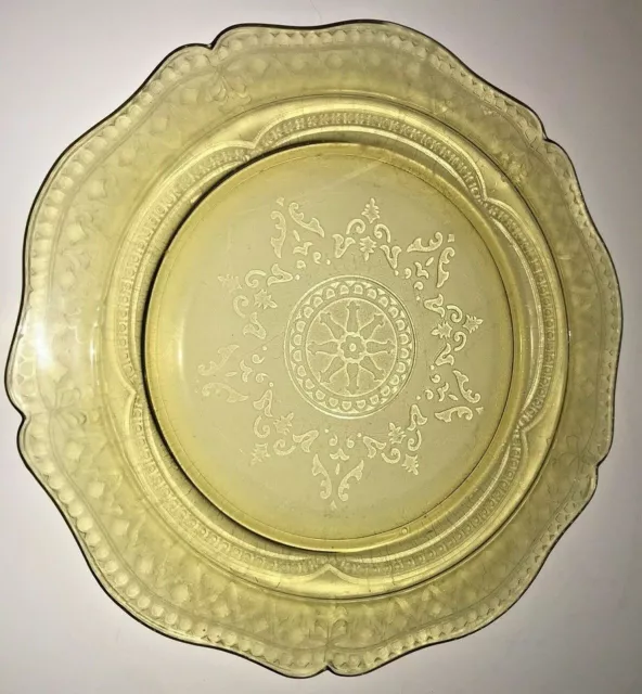 VTG 1930s Federal Glass Patrician Spoke Plate/Dish 11" Amber Yellow Depression