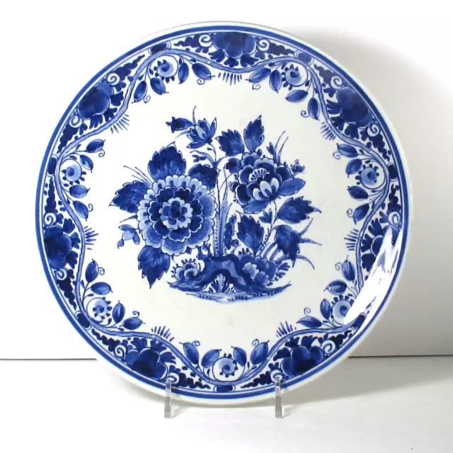 Royal Delft De Porceleyne Fles Wall Plate Hand Painted Blue Floral Decoration
