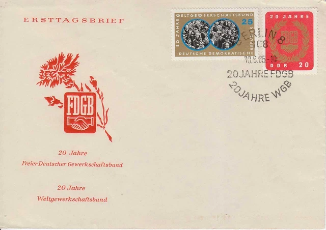 DDR MiNr.: 1115 / 1116  FDC 20 Jahre Freier Deutscher Gewerkschaftsbund