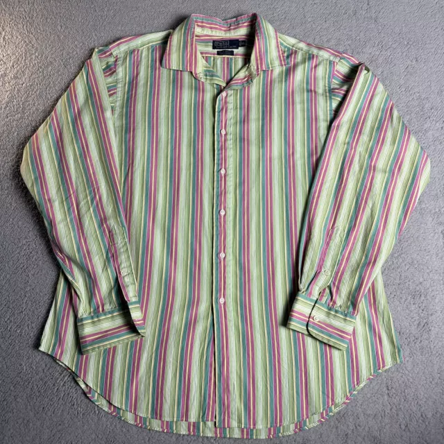 Polo Ralph Lauren Shirt Mens XL Philip Sport Long Sleeve Green Pink