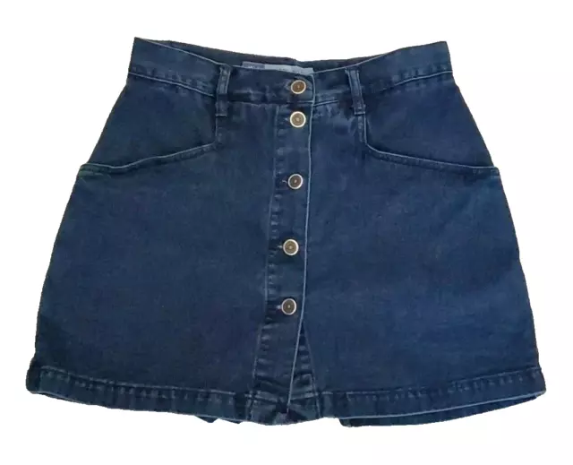 VINTAGE NY Line Jeans Skirt Skort Womens 10 Dark Blue Denim Skort Button Down