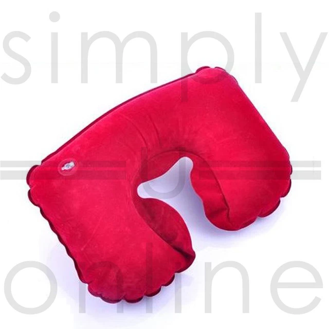 Inflatable Travel Neck & Head Pillow Flight Rest Support Cushion - Red
