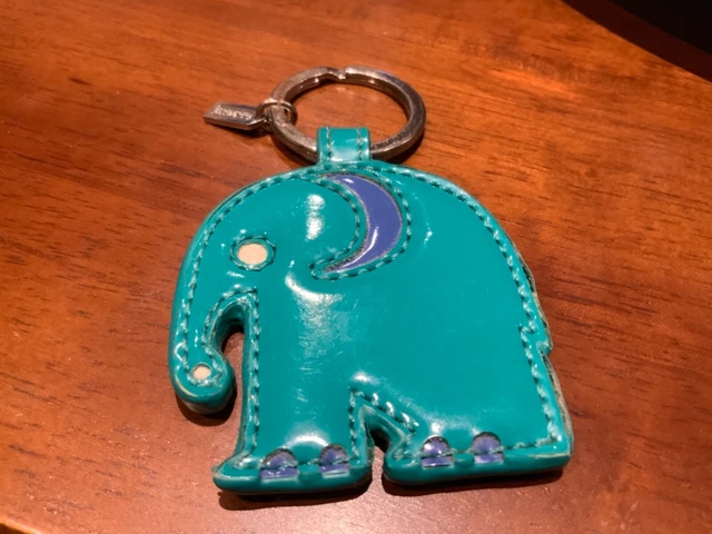 Coach Green Elephant Motif Patent Leather Keychain/Keyring/Fob/Charm #62750
