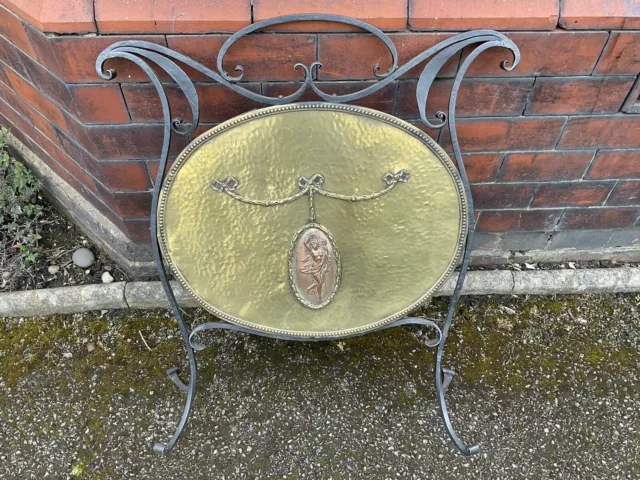 Antique brass and wrought iron fire screen