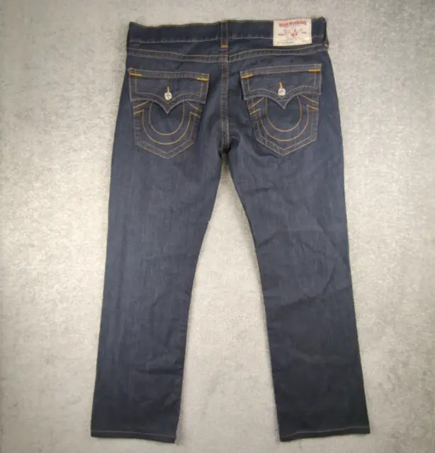 True Religion Jeans Mens 38x33 Section Straight Flap Pocket Red Orange Dark Wash