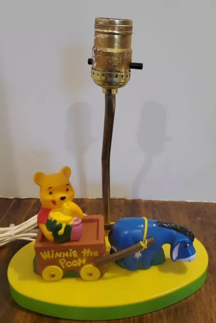 Vintage Winnie the Pooh and Eeyore Rubber Plastic Table Lamp Works * No Shade