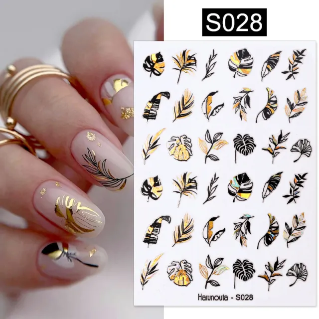 Francés 3D Uña Adhesivos Mariposa Tinta Mármol Manicura Adhesivo Autoadhesivo "